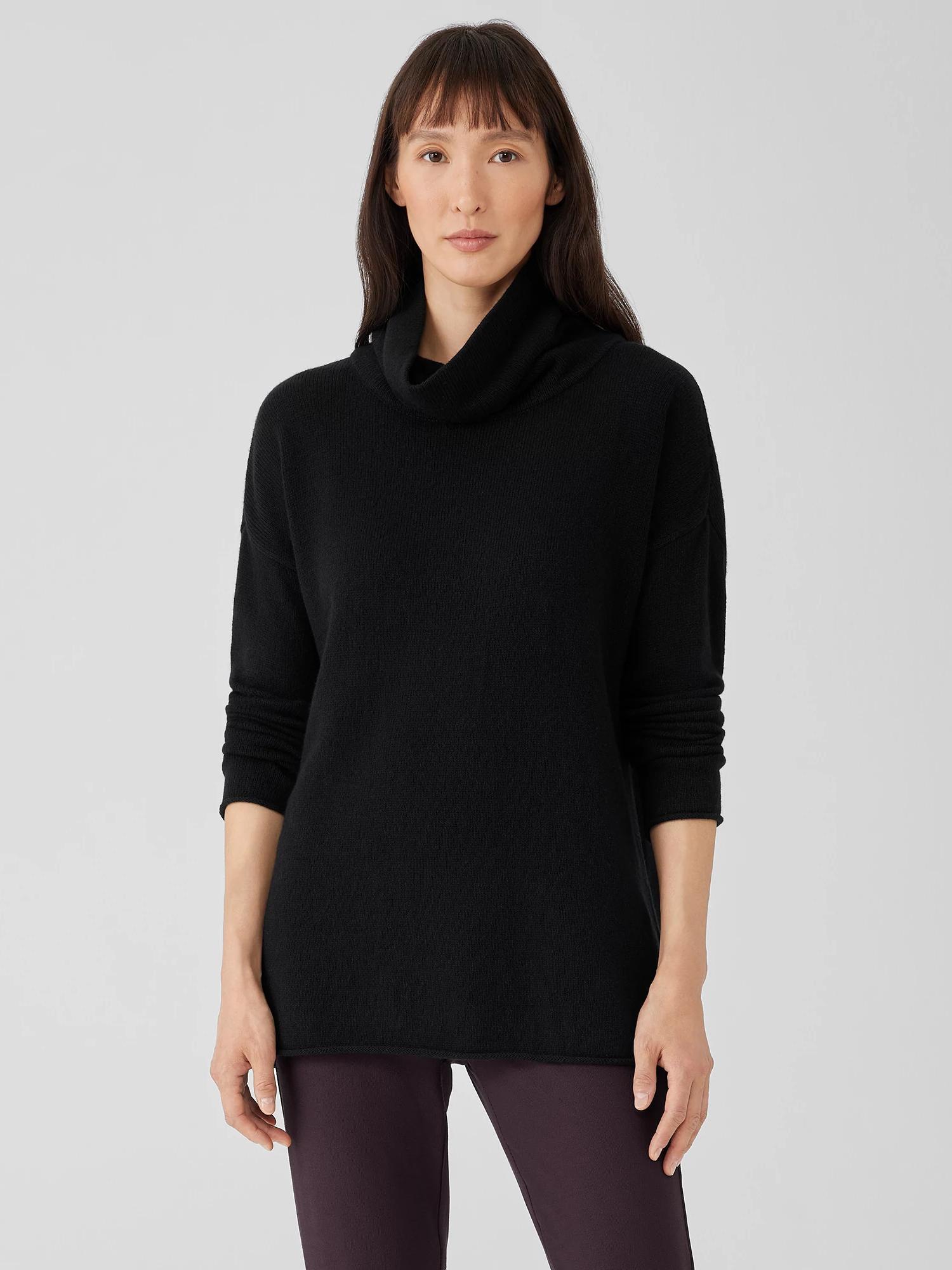 EILEEN FISHER Cotton and Recycled Cashmere Turtleneck Long Topfemale product image