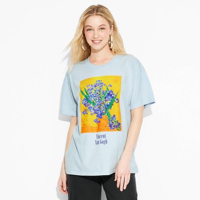 Womens Vincent Van Gogh Oversized Short Sleeve Graphic T-Shirt - Sky Product Image