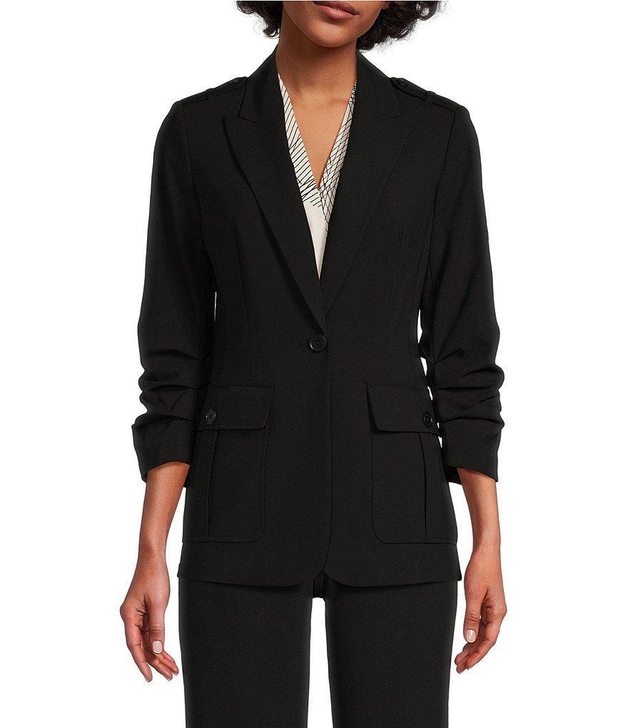 Calvin Klein Solid Luxe Notch Lapel 3/4 Scrunched Sleeve One Button Front Coordinating Jacket Product Image