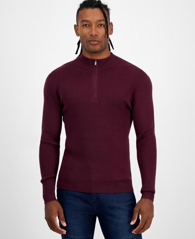 I.n.c. International Concepts Mens Regular-Fit Ribbed-Knit 1/4-Zip Mock Neck Sweater, Created for Macys Product Image