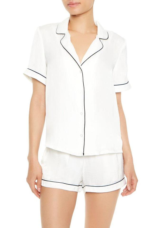 Piped-Trim Shirt & Shorts Pajama Set | Forever 21 Product Image