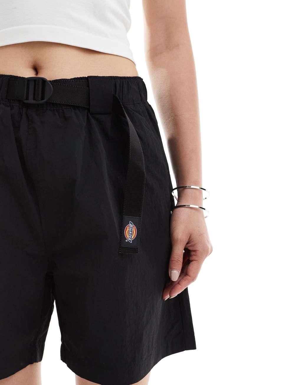 Dickies jackson tech nylon tape belt shorts in black - exclusive to ASOS Product Image