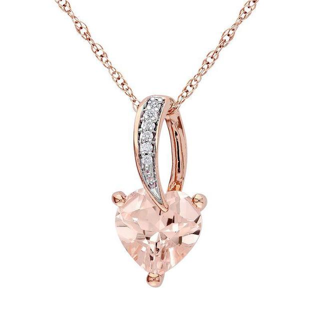 Stella Grace 10k Rose Gold Morganite and Diamond Accent Heart Pendant, Womens Pink Product Image