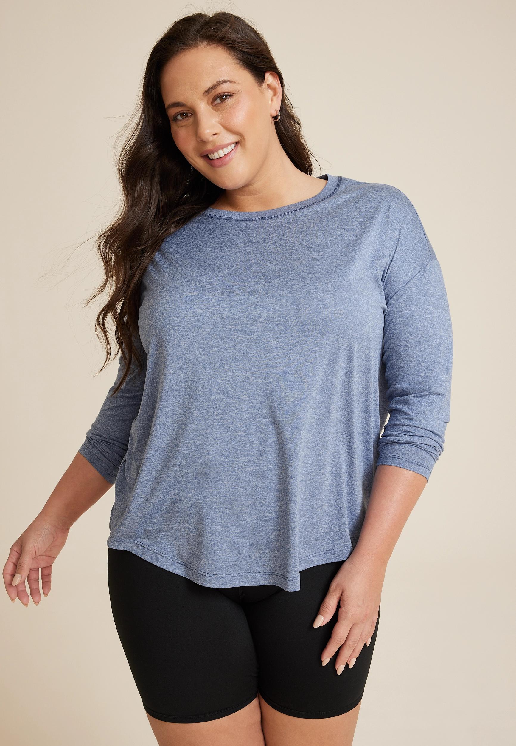 Maurices 4X Plus Size Womens 24/7 Clara Long Sleeve Tee Blue Product Image