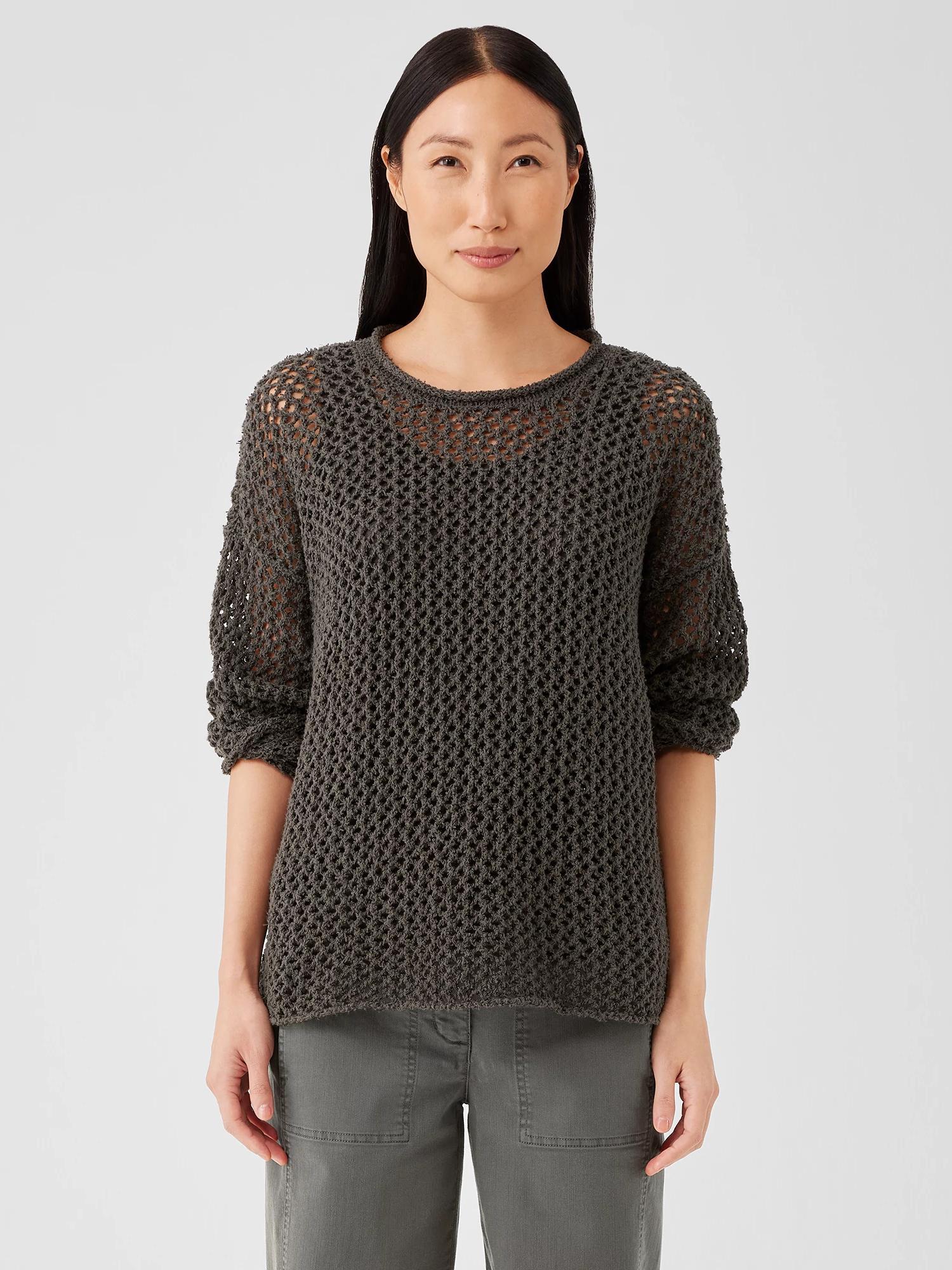 EILEEN FISHER Peruvian Organic Cotton Boucle Crew Neck Topfemale Product Image