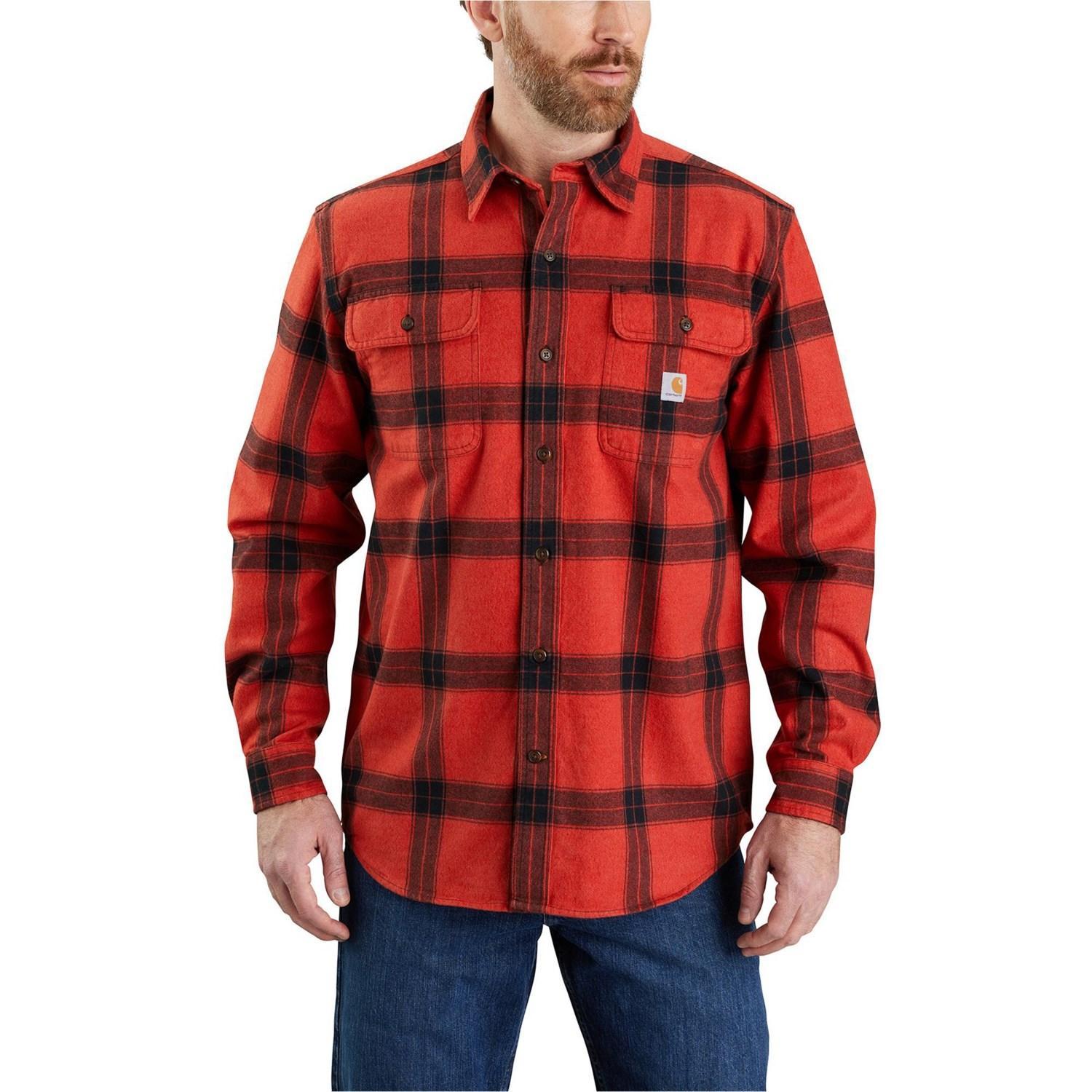 Carhartt 105439 Big and Tall Loose Fit Heavyweight Plaid Flannel Shirt - Long Sleeve Product Image