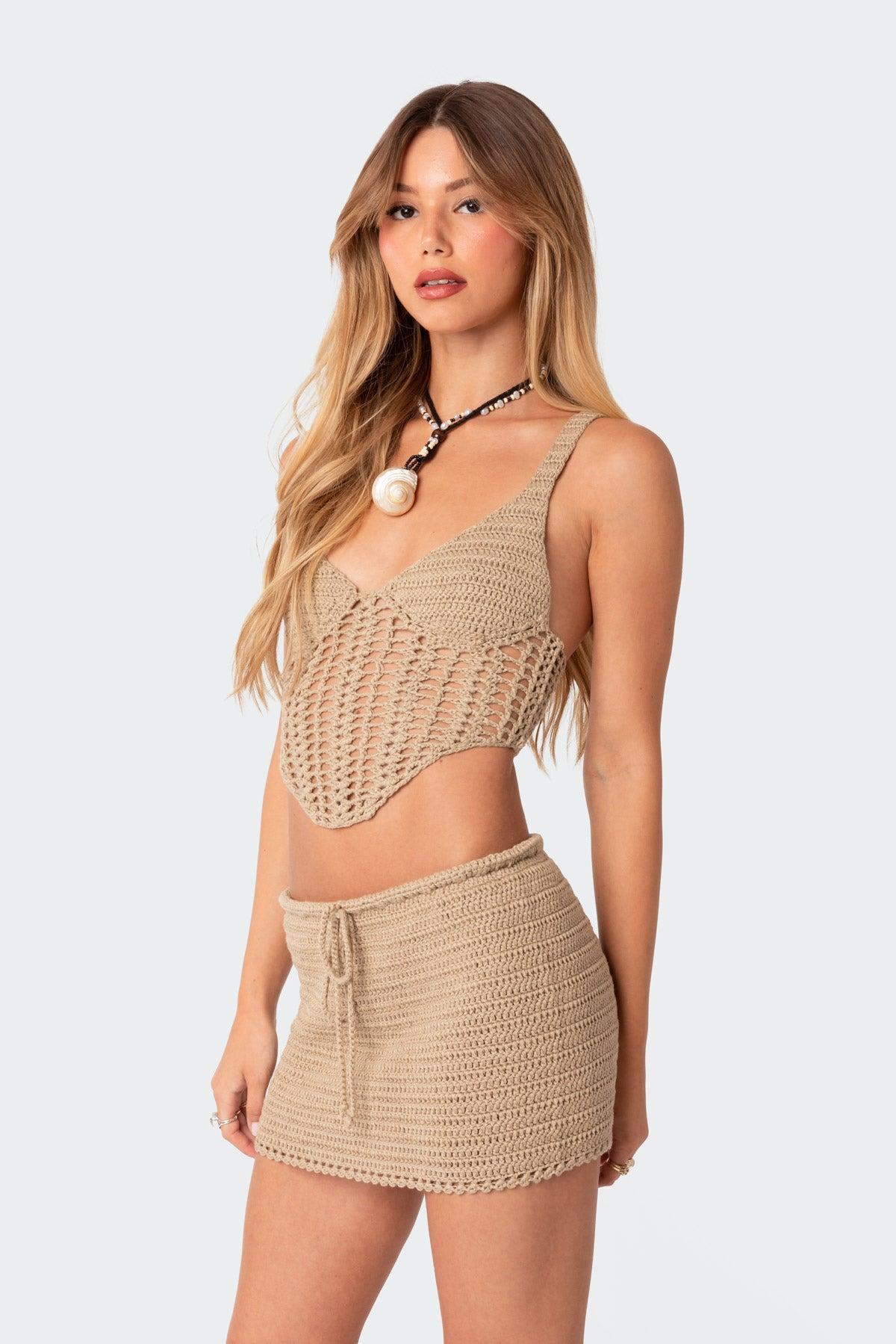 Baeside Crochet Lace Up Top Product Image