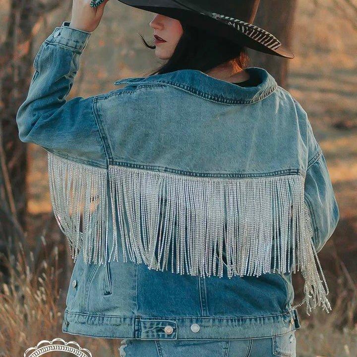 Plus Rhinestone Rodeo Denim Jacket* Product Image