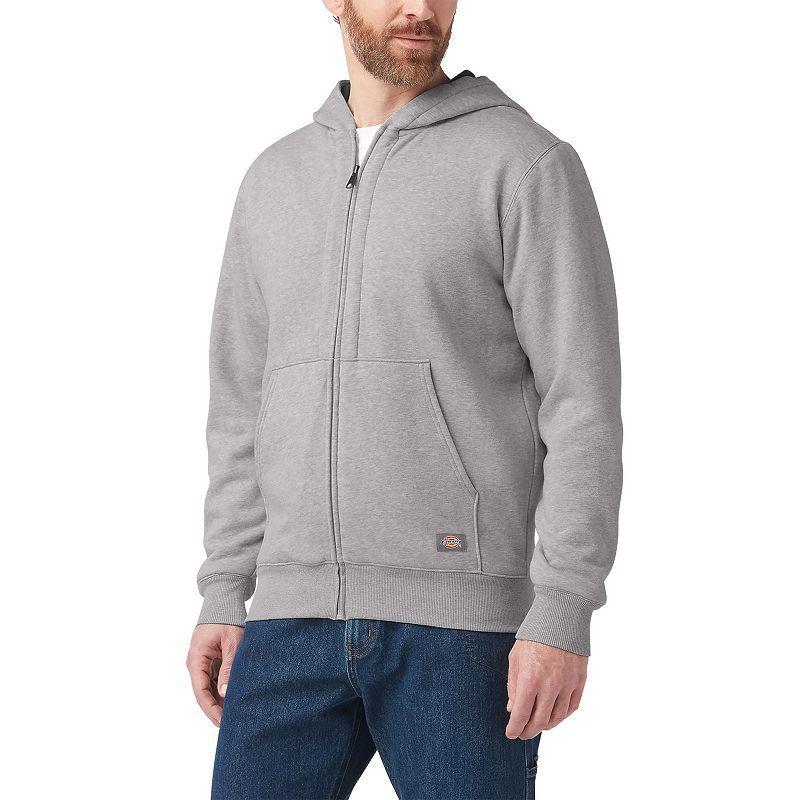 Mens Dickies Thermal Lined Full-Zip Fleece Hoodie Grey Gray Product Image