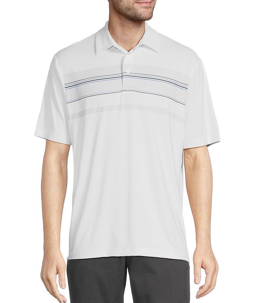 Roundtree & Yorke Performance Short Sleeve Chest Stripe Polo Shirt Product Image