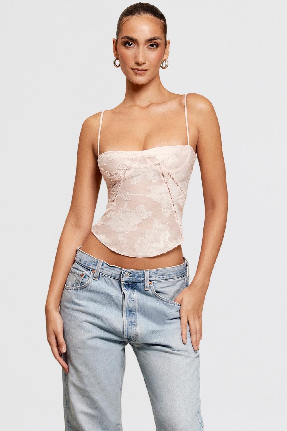 Lisette Pink Floral Lace Camisole Product Image