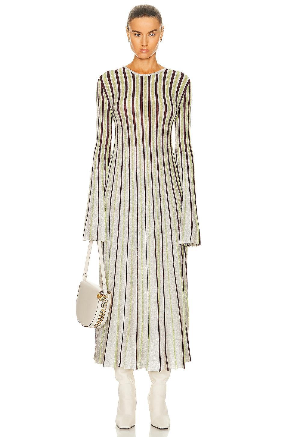 Stella McCartney Stripe Bell Sleeve Open Back Maxi Dress Product Image