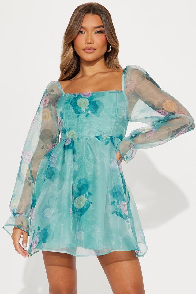 Meant To Be Chiffon Mini Dress - Blue/combo Product Image