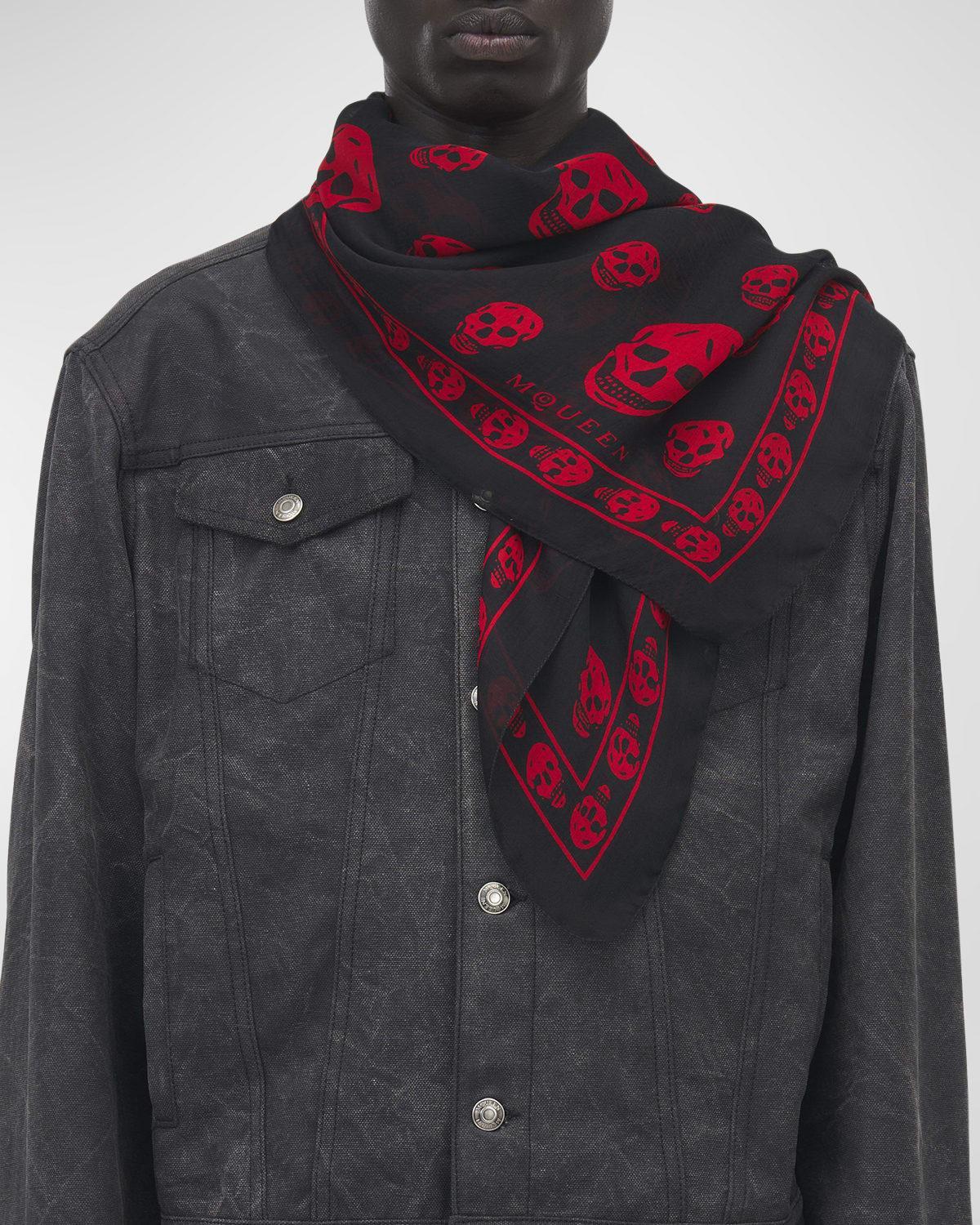 Men's Silk Chiffon Skull Scarf Product Image