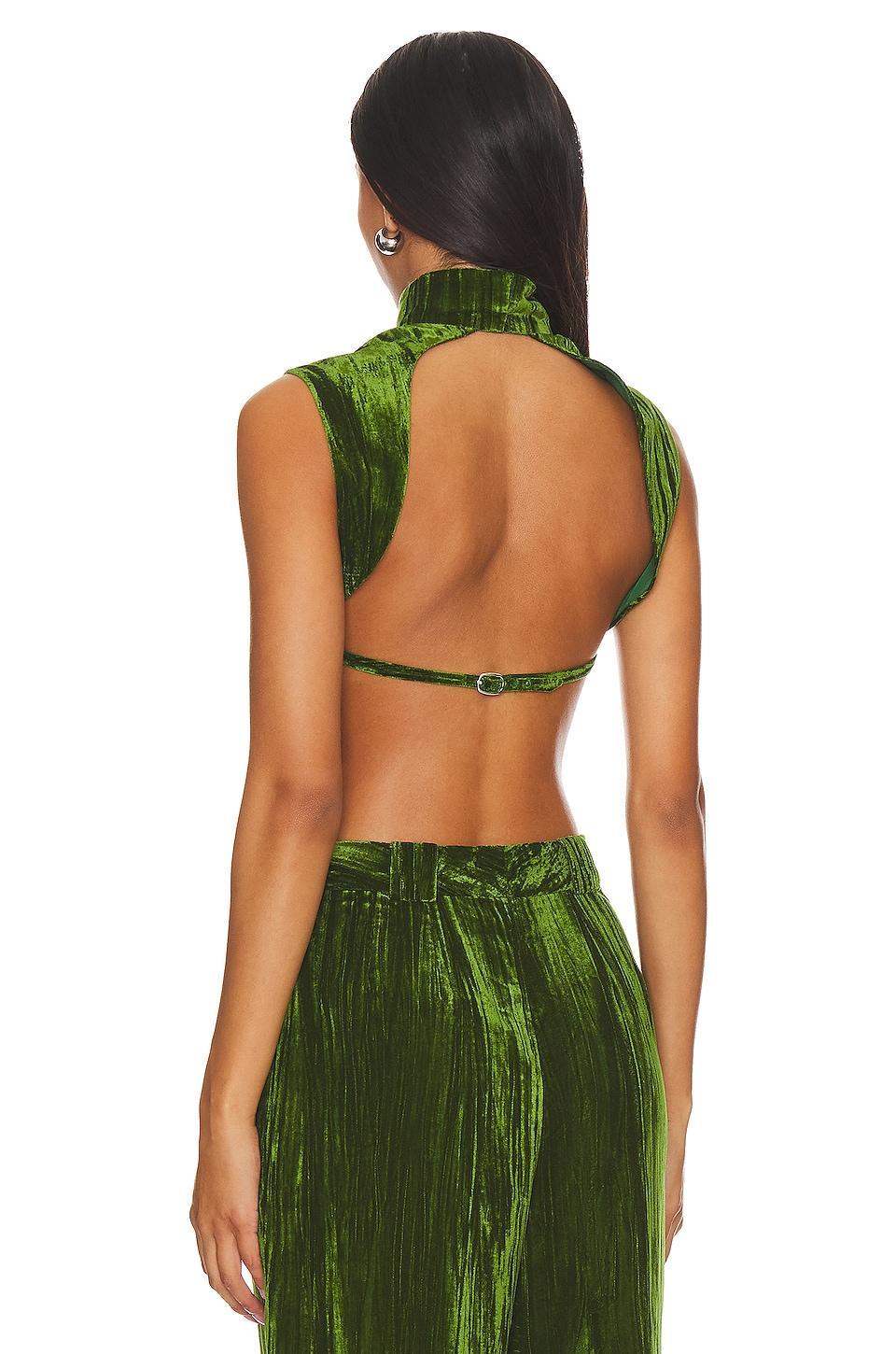 Crinkled Velvet Backless Crop Top NBD Product Image