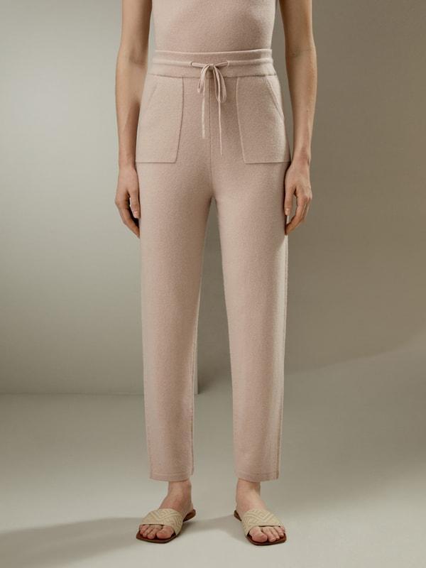 Pegged Cashmere Pants with Drawstrings Product Image