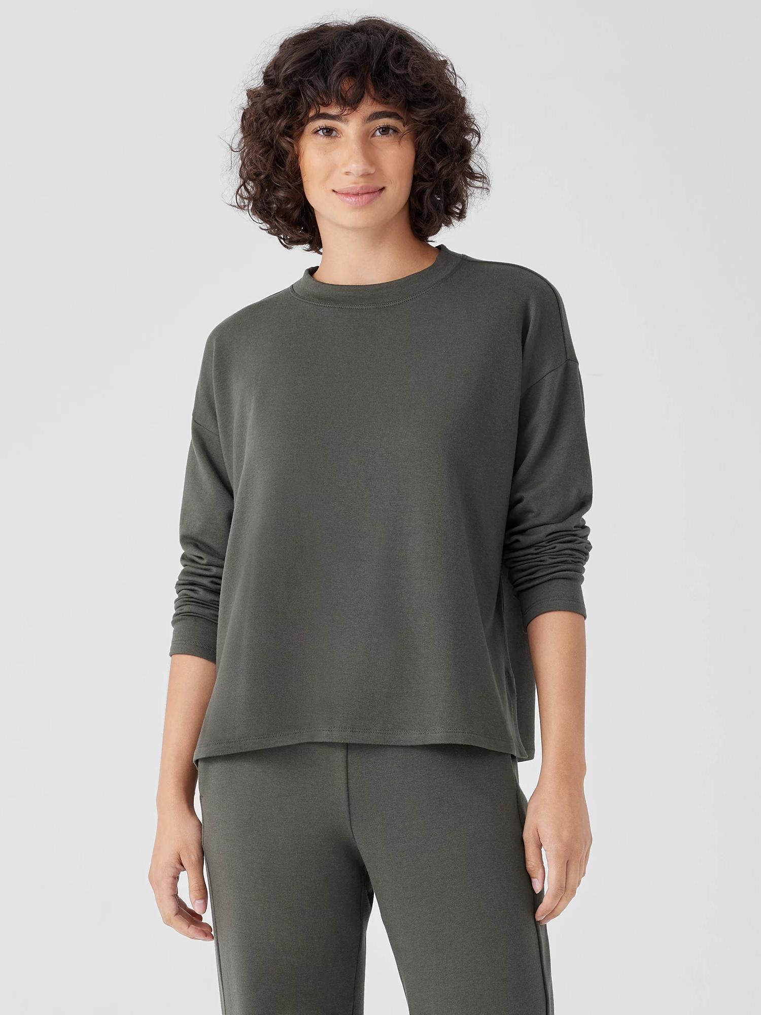 EILEEN FISHER Cozy Brushed Terry Hug Crew Neck Topfemale Product Image