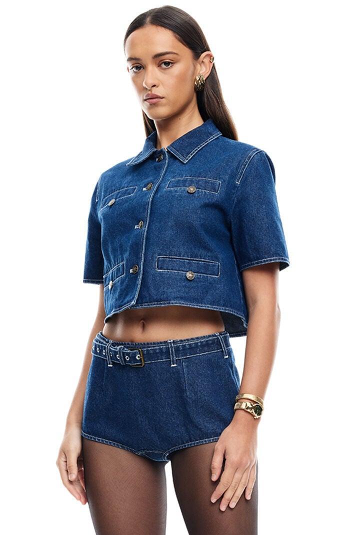 LIONESS Women's Halston Denim Top Product Image