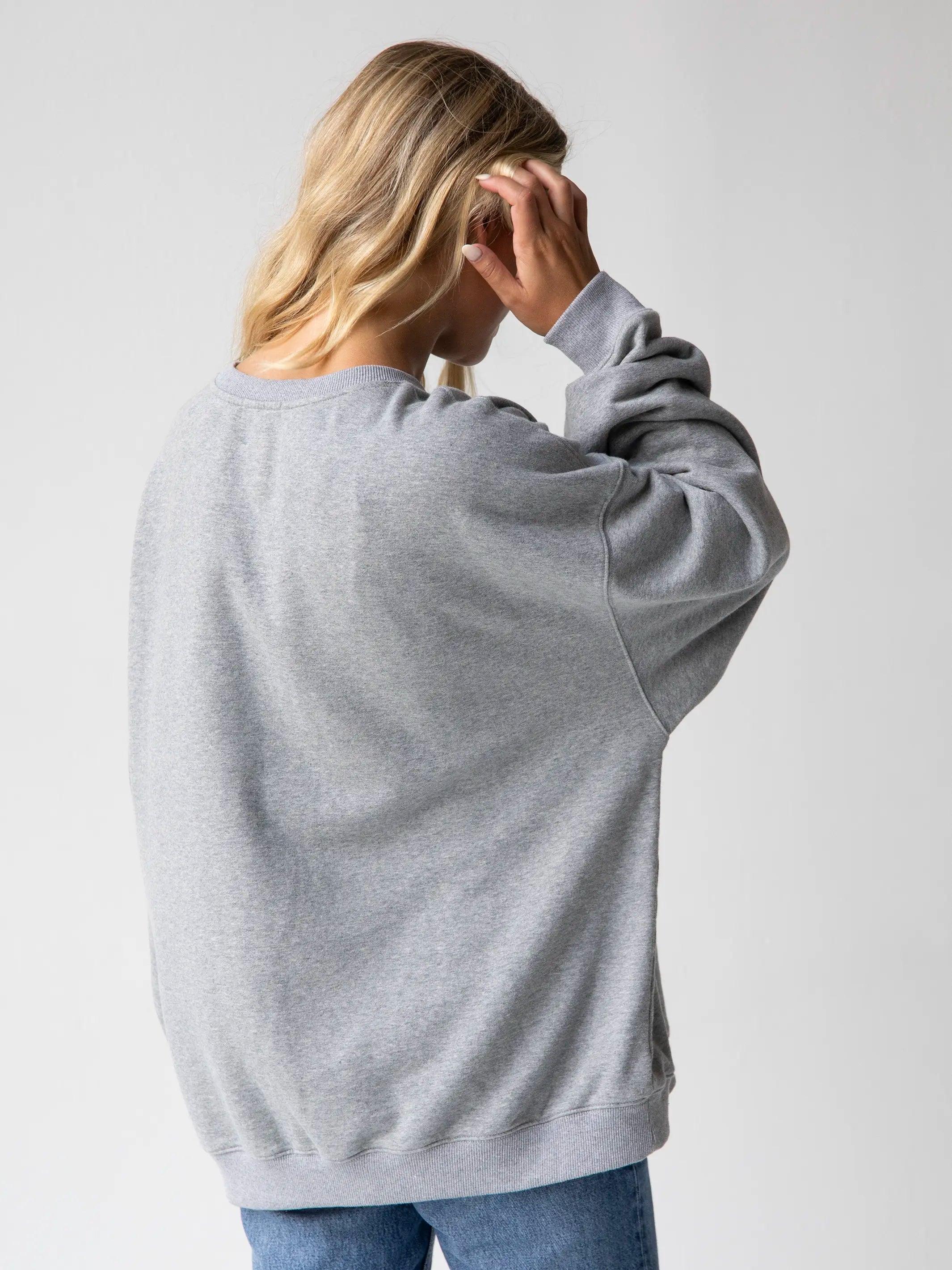 Applique Pullover Sweatshirt - Heather Grey Peace Sign Product Image