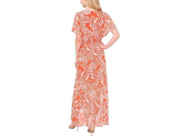 CeCe V-Neck Smocked Waist Dress (Tigerlily) Women's Dress Product Image