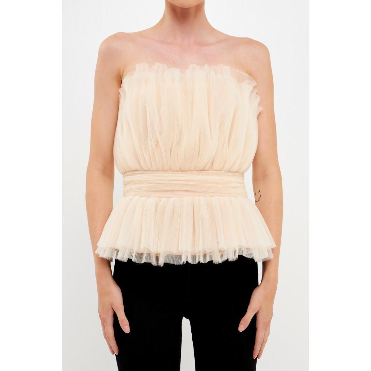 Womens Strapless Tulle Banded Top Product Image