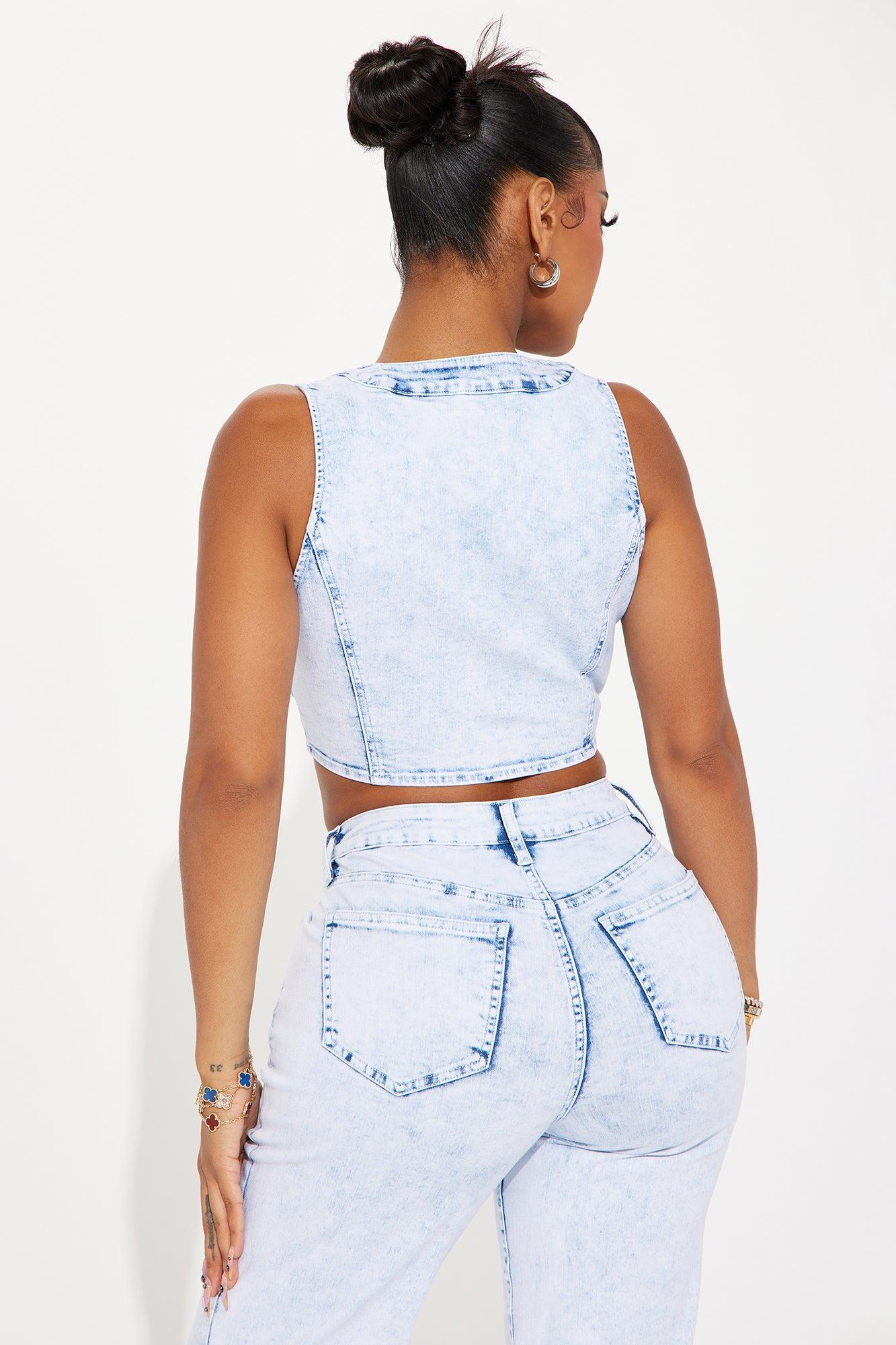 Put You In Your Place Stretch Denim Vest - Light Wash Product Image