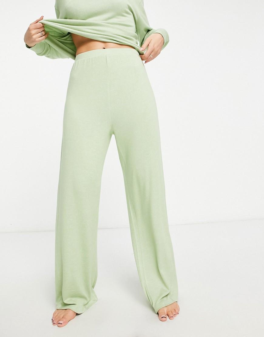 ASOS DESIGN lounge mix & match super soft wide leg pants in sage Product Image