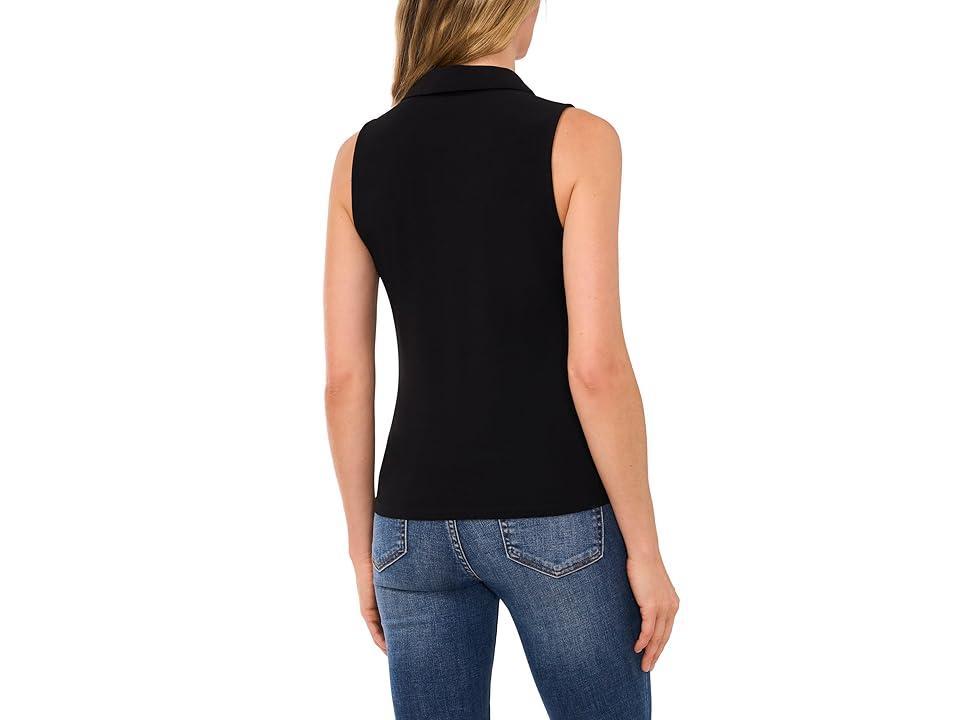 CeCe Sleeveless V-Neck Polo Knit Top (Rich ) Women's Clothing Product Image