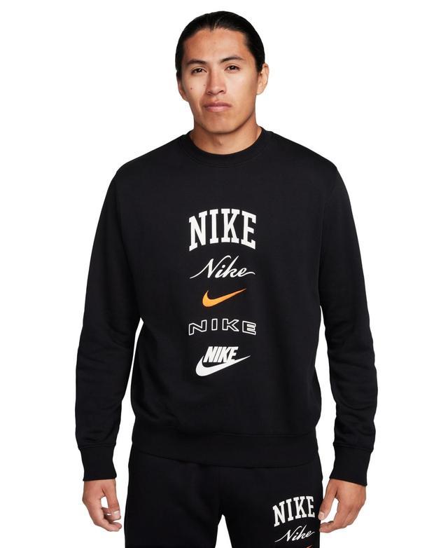 Nike Mens Club Fleece Stacked Logo-Print Brushed Fleece Sweatshirt - Black/sail Product Image