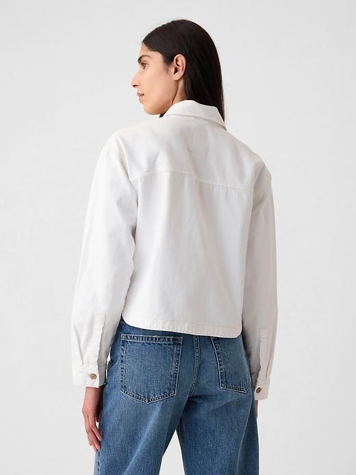 Cropped Denim Shirt Jacket Product Image