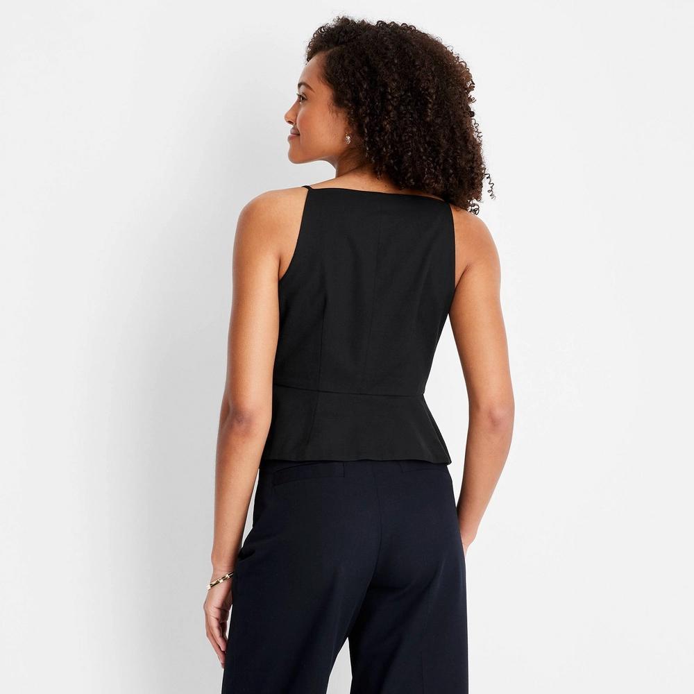 Women's Button-Front Square Neck Peplum Sweater - Future Collective™ with Jenee Naylor Black 0 Product Image