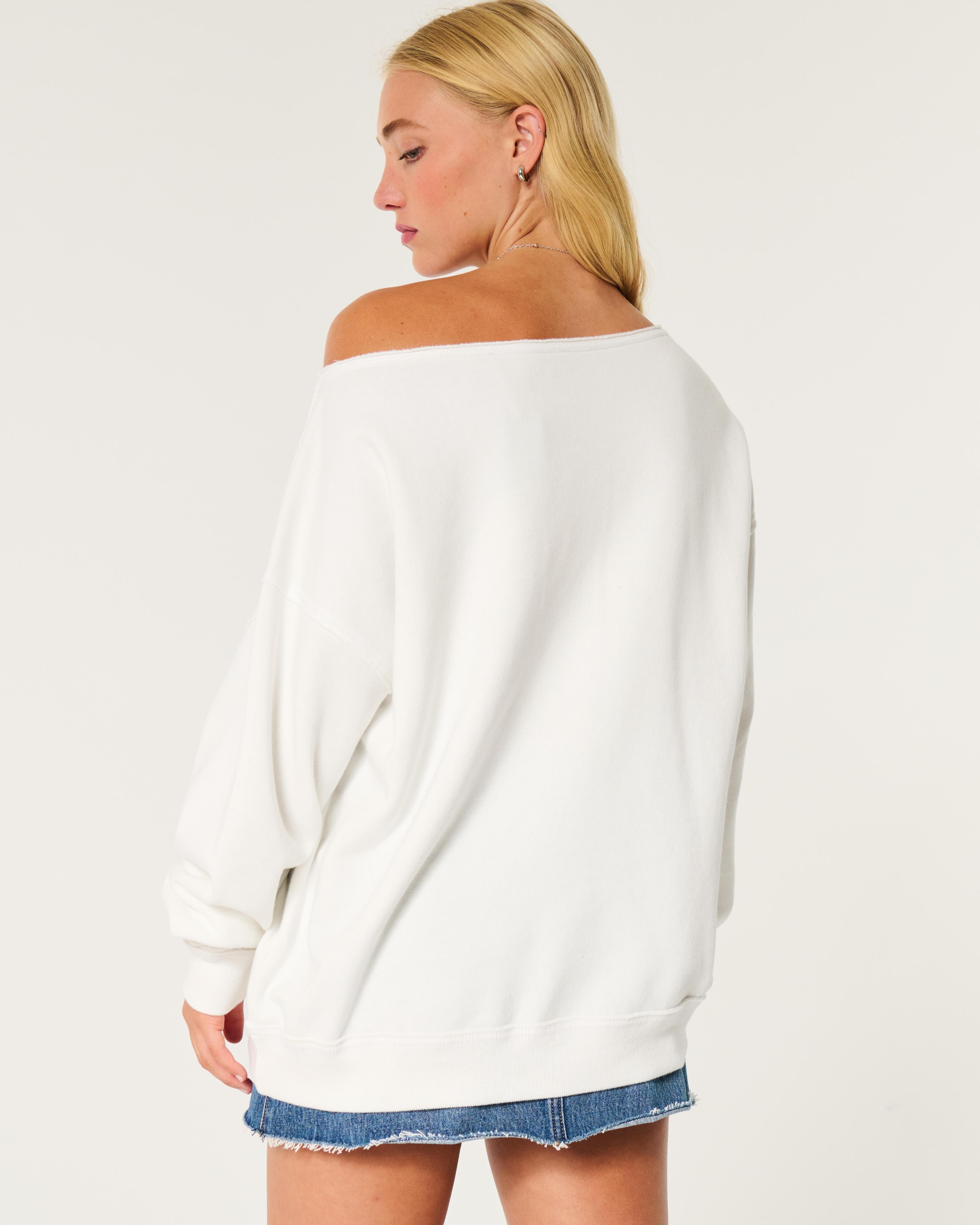 Oversized Off-the-Shoulder University of Miami  Graphic Sweatshirt Product Image