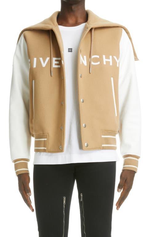 Givenchy Mixed Media Logo Wool Blend Varsity Jacket Product Image