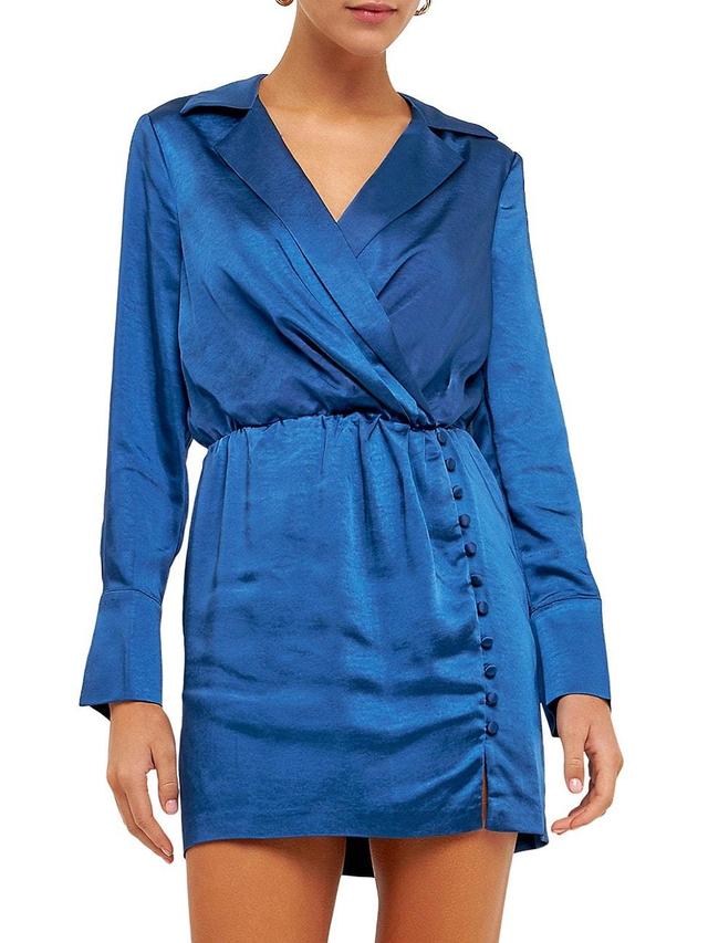 Womens Long Sleeve Satin Mini Dress Product Image