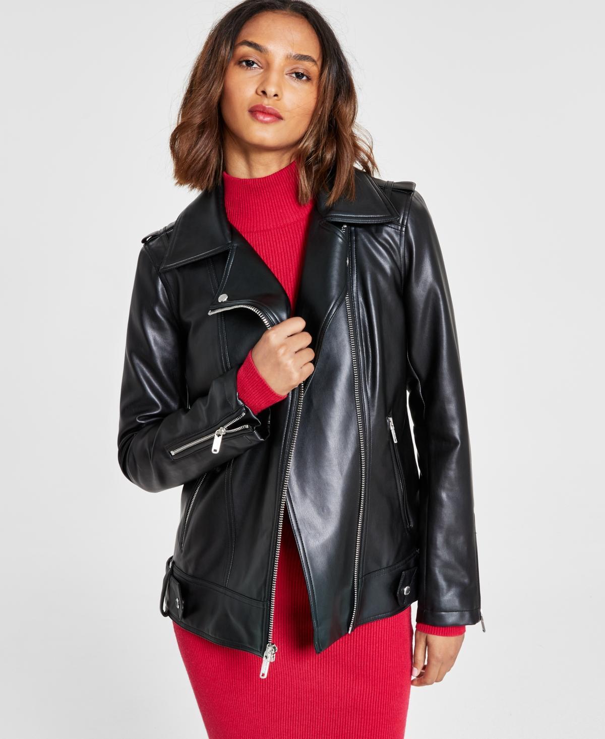 Women's Oversized Faux-Leather Moto Jacket, Created for Macy's Product Image