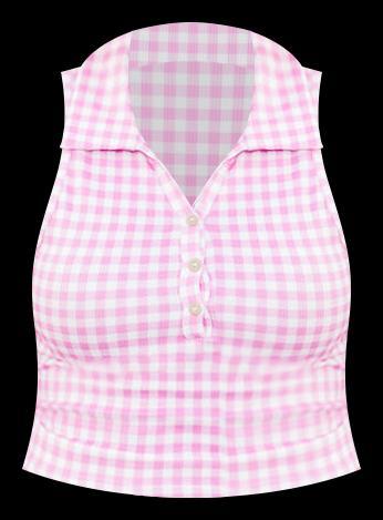 Between The Lines Pink Checkered Collared Tank FINAL SALE Product Image