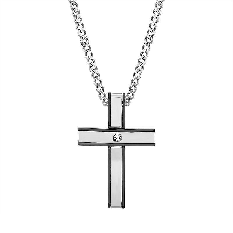 1913 Mens Two Tone Stainless Steel Cross Pendant Necklace Product Image