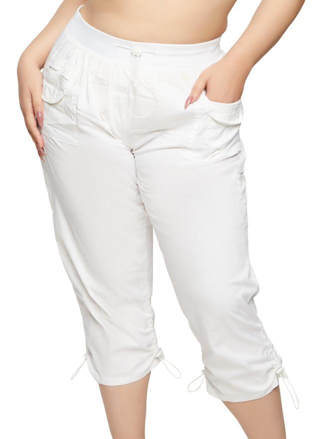 Womens Plus Size Poplin Toggle Drawstring Hem Capris Product Image