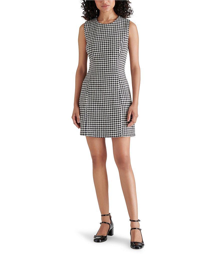 Steve Madden Perri Tweed Houndstooth Crew Neck Sleeveless Mini Dress Product Image