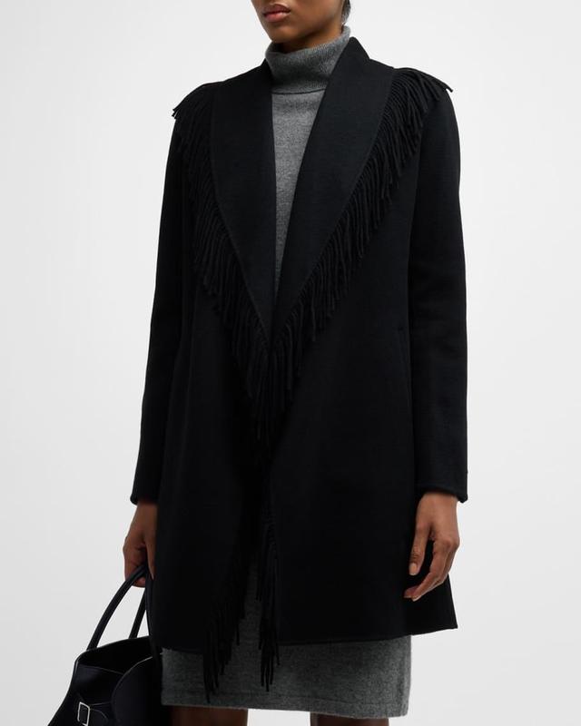 Fringe Cashmere Wrap Coat Product Image