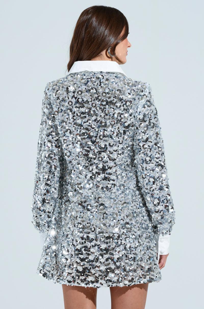 SO POSH BEADED SEQUIN SHIRT DRESS Product Image