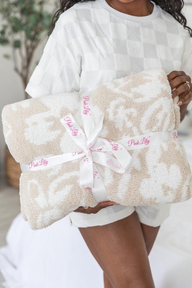 Make Me Believe Tan and Cream Floral Blanket Product Image