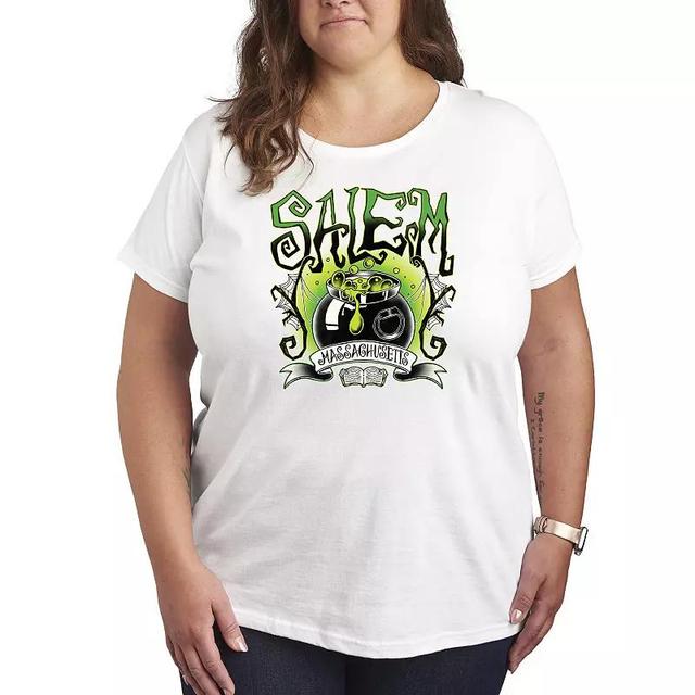 Plus Size Salem Witchy Collegiate Graphic Tee, Womens Grey Gray Product Image