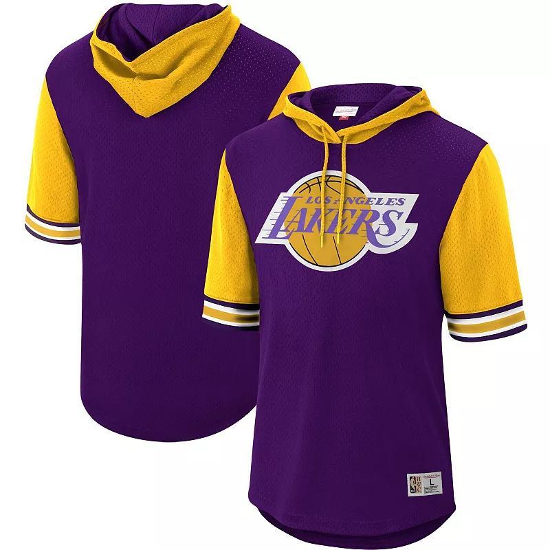 Mens Mitchell & Ness Los Angeles Lakers Hardwood Classics Buzzer Beater Mesh Pullover Hoodie Product Image