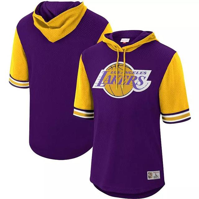 Mens Mitchell & Ness Purple Los Angeles Lakers Hardwood Classics Buzzer Beater Mesh Pullover Hoodie Product Image