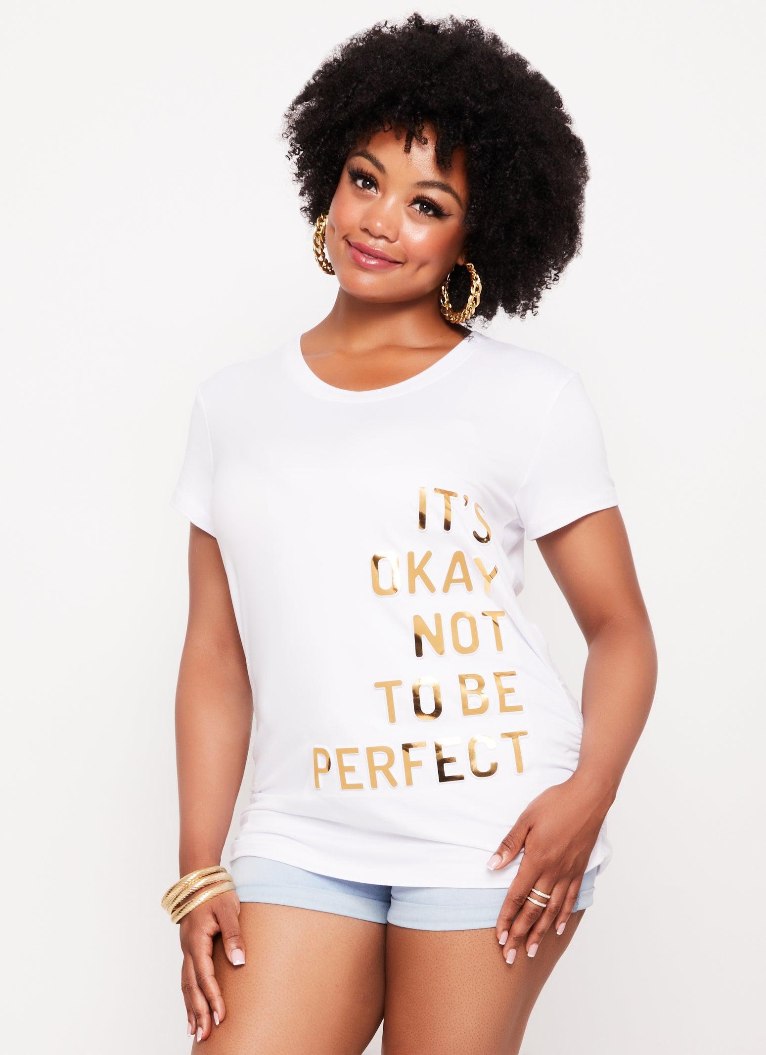 Womens Plus Size Its Okay 3D Foil Graphic Tee product image