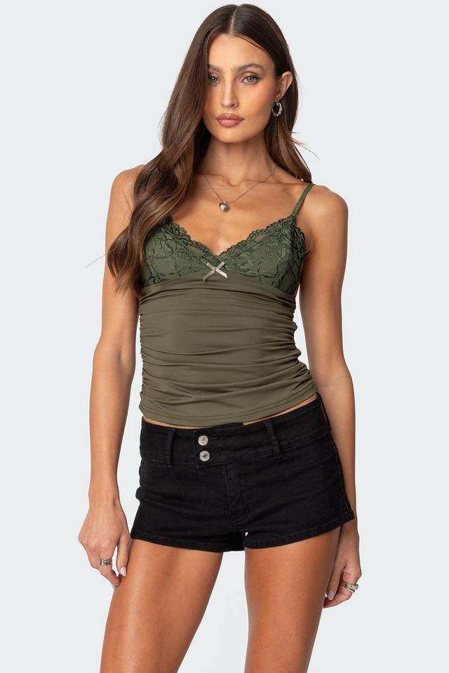 Kathryn Gathered Lacey Tank Top Product Image