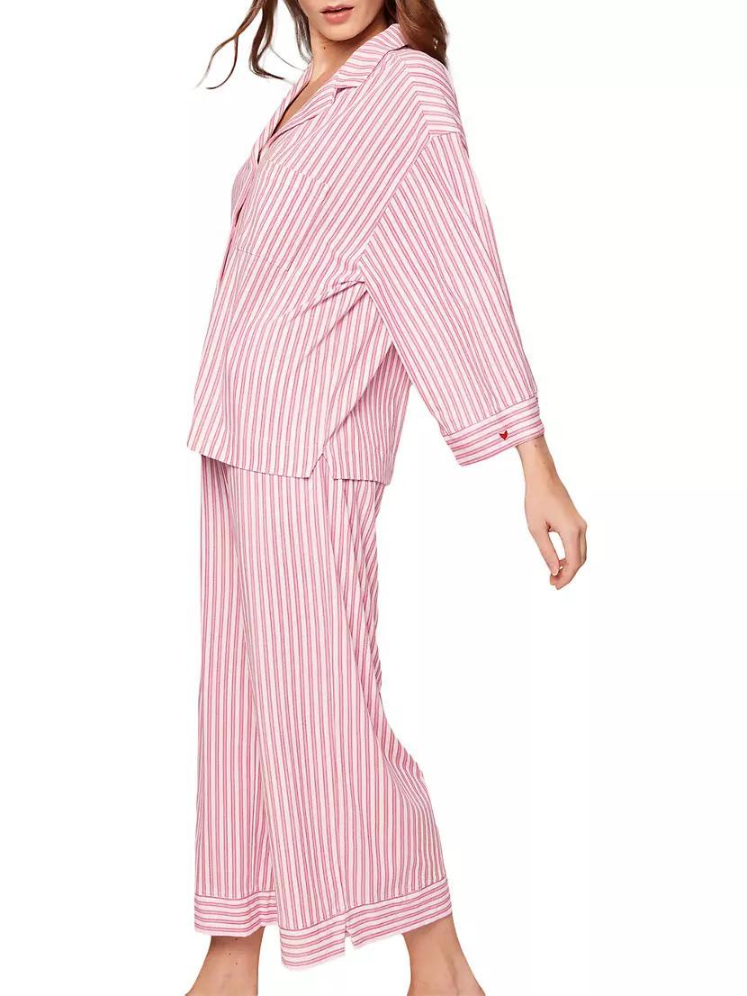 Ticking Stripe Cropped Pajamas Product Image