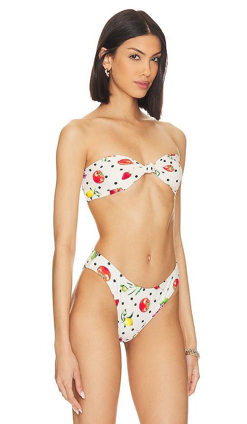 WeWoreWhat Tie Bandeau Bikini Top in White. Product Image