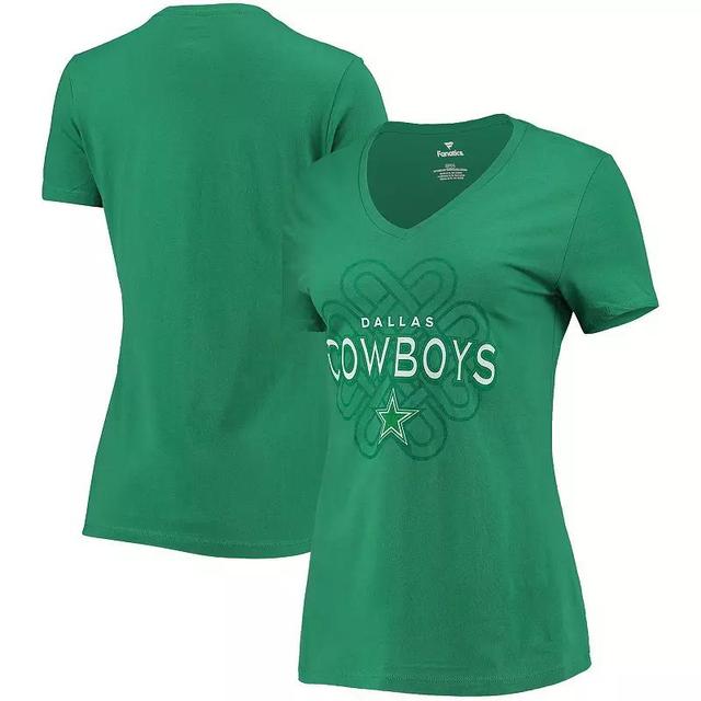 Womens Fanatics Branded Kelly Dallas Cowboys Celtic Knot Logo V-Neck T-Shirt Product Image